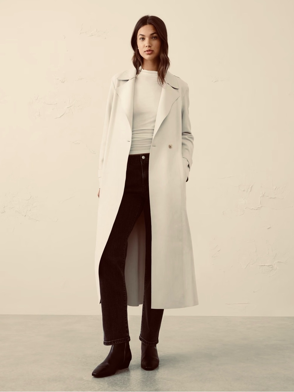 NWT BANANA REPUBLIC VEGAN SUEDE LONG TRENCH COAT